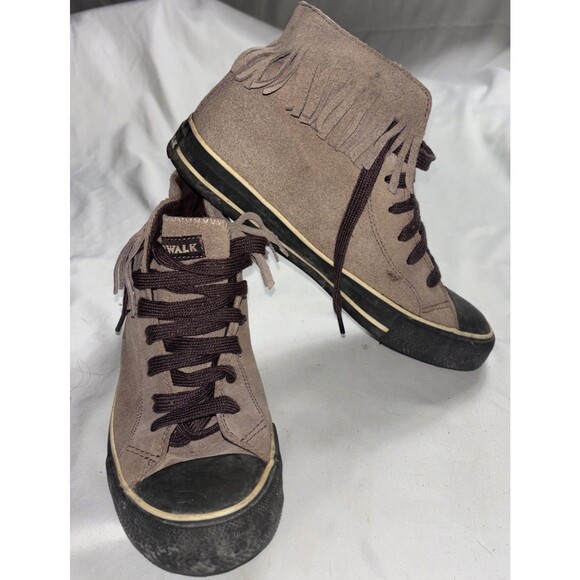Converse Air Walk Shoes High Top Fringe Brown Skater Distressed Festival - Picture 1 of 14